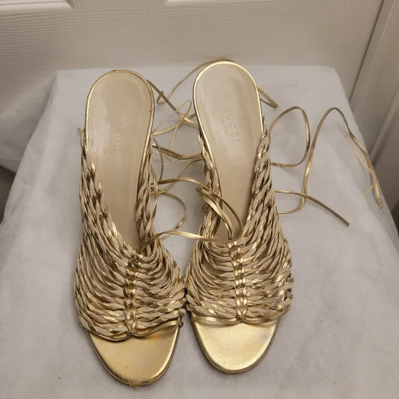 Gucci wrap ankle heel women shoe size 8